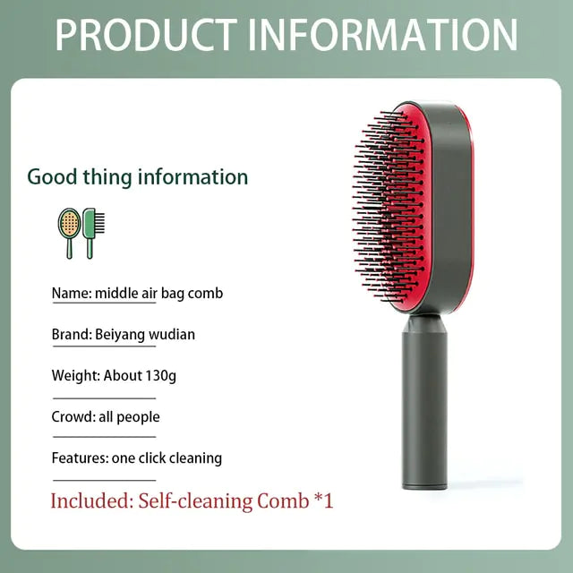 New One-key Self-cleaning Fine Teeth Hair Brush