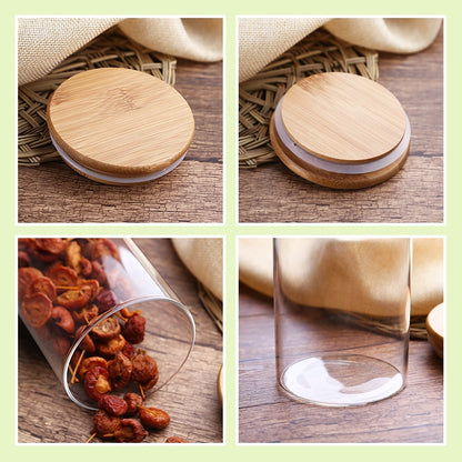 Glass Jar With Bamboo Lid Food Candy Storage Bottles Tea Container Cup Sealing Violetta Mason Jars Kitchen Accessories