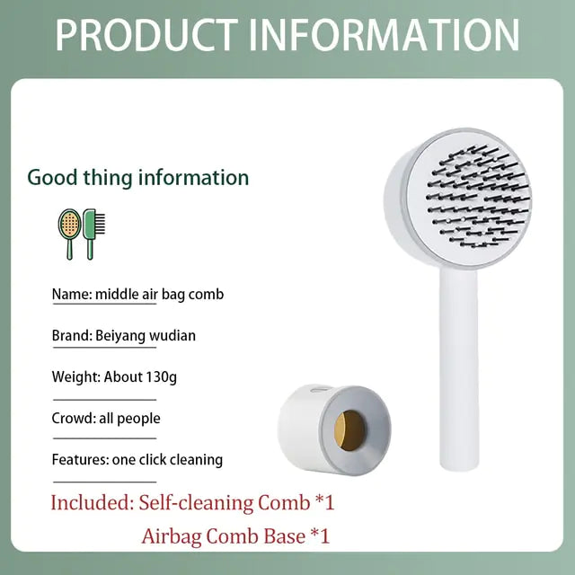 New One-key Self-cleaning Fine Teeth Hair Brush