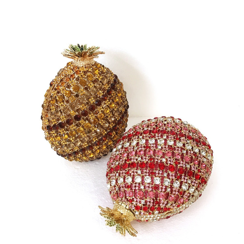 Fruit pineapple shaped crystal banquet bag with diamond inlay in the air