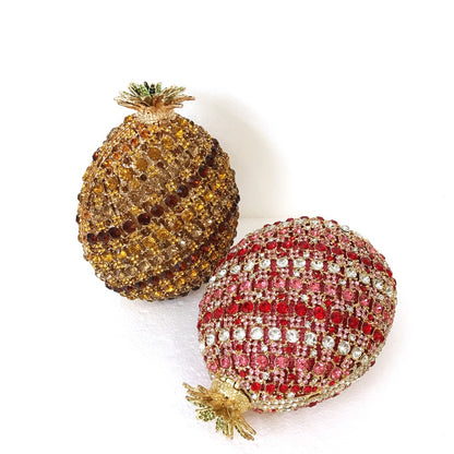 Fruit pineapple shaped crystal banquet bag with diamond inlay in the air