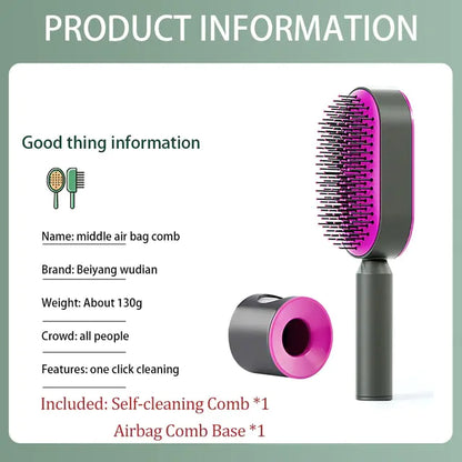 New One-key Self-cleaning Fine Teeth Hair Brush