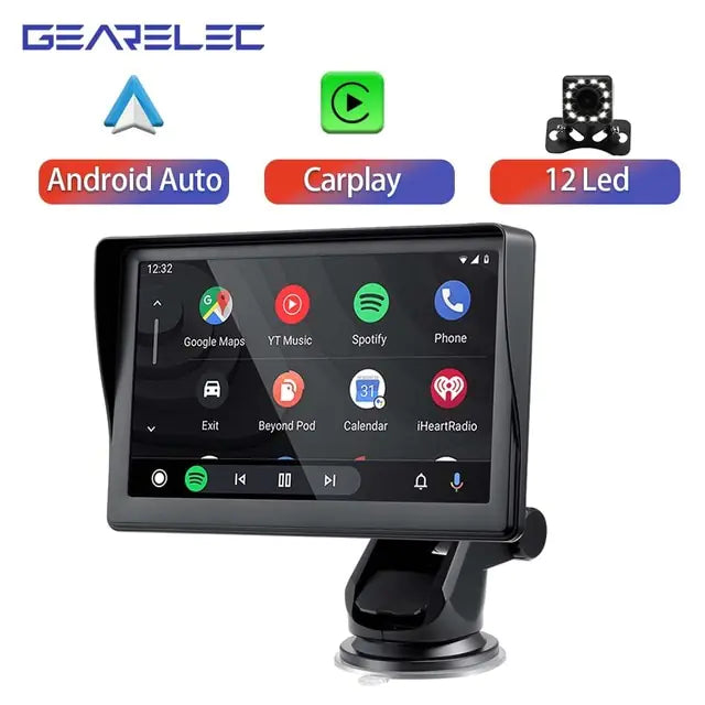 Universal 7-Inch Car Radio Multimedia Video Player with Portable Wireless Apple CarPlay and Android Auto