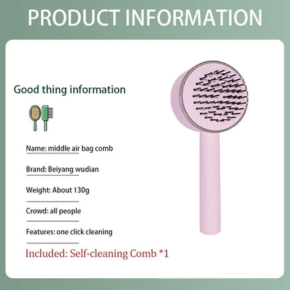 New One-key Self-cleaning Fine Teeth Hair Brush